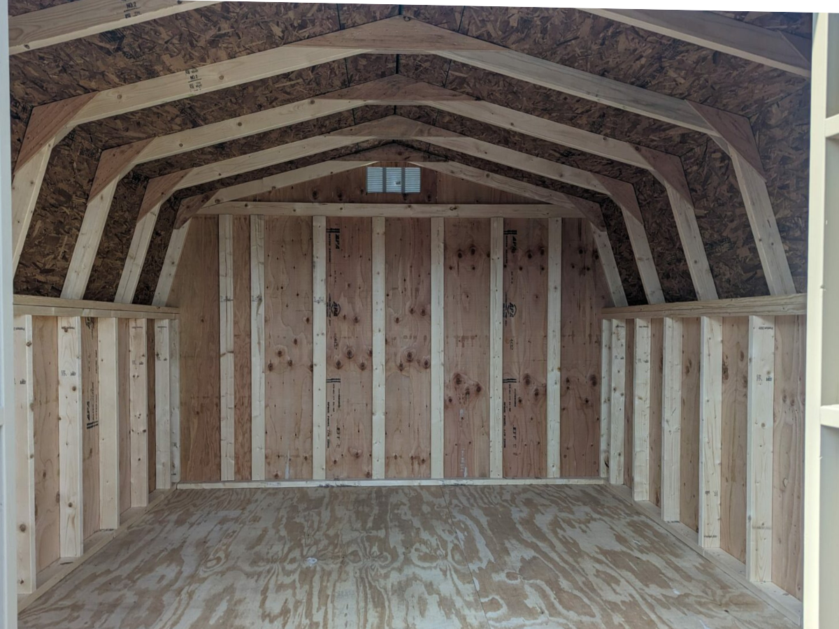 interior view of 10x10 wooden storage shed in ohio