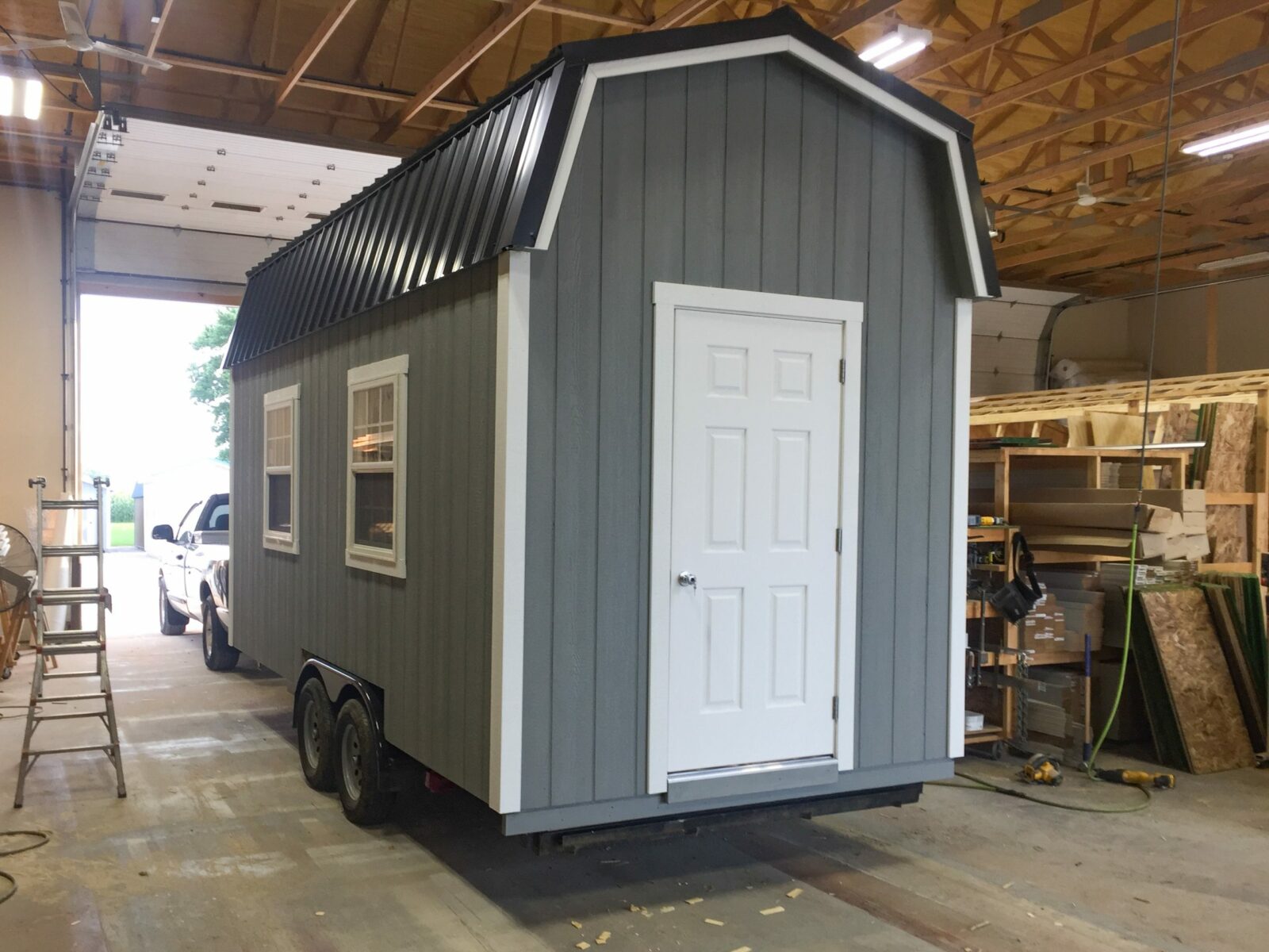 custom tiny home prefab cabin shell built on trailer in ohio